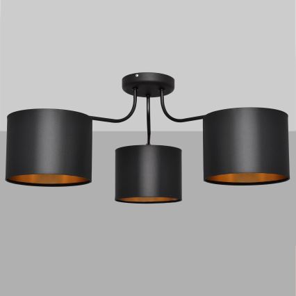 Ytmonterad Ljuskrona ALBA 3xE27/15W/230V svart/guld