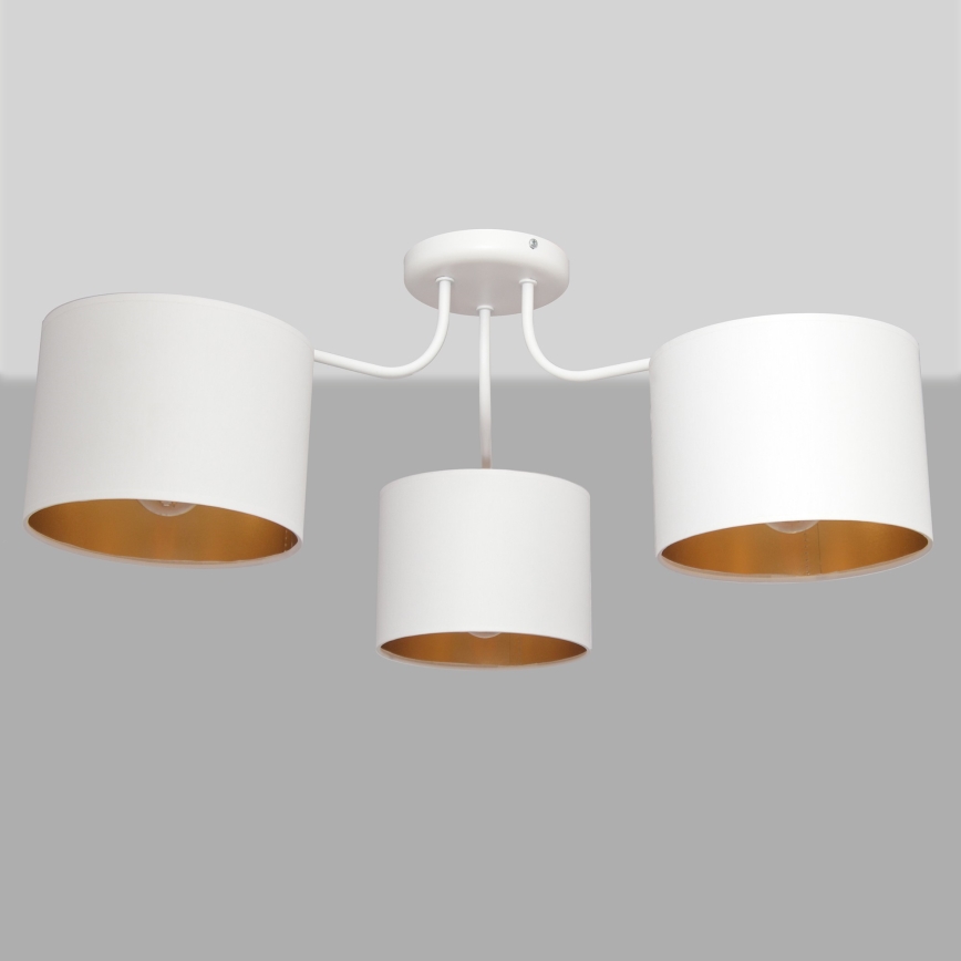Ytmonterad Ljuskrona ALBA 3xE27/15W/230V vit/guld