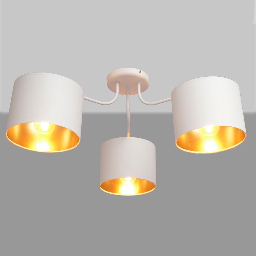 Ytmonterad Ljuskrona ALBA 3xE27/15W/230V vit/guld