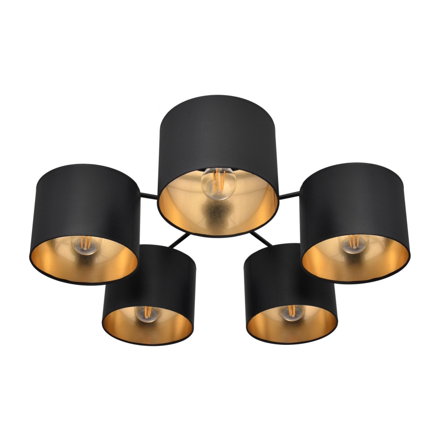 Ytmonterad Ljuskrona ALBA 5xE27/15W/230V svart/guld