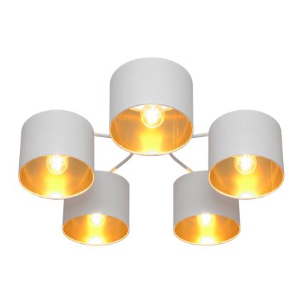 Ytmonterad Ljuskrona ALBA 5xE27/15W/230V vit/guld