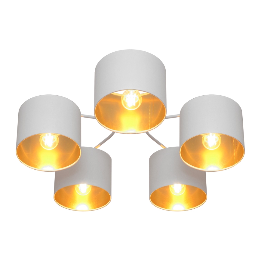 Ytmonterad Ljuskrona ALBA 5xE27/15W/230V vit/guld