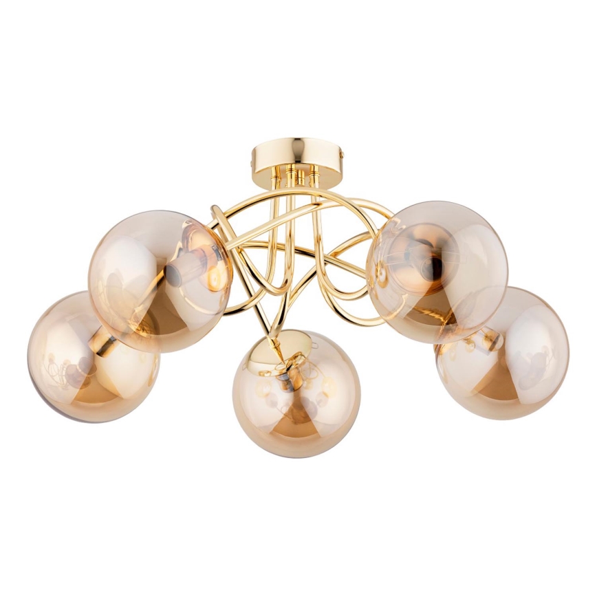 Ytmonterad ljuskrona BANKO 5xE14/10W/230V guld