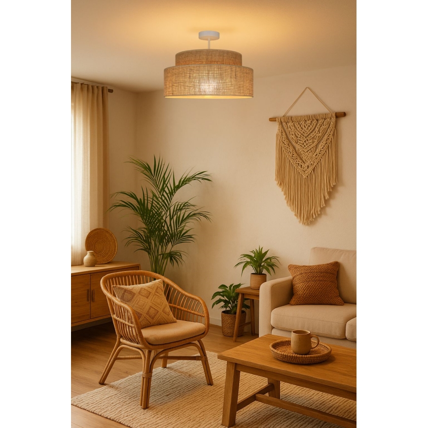 Ytmonterad ljuskrona BOHO 1xE27/60W/230V beige