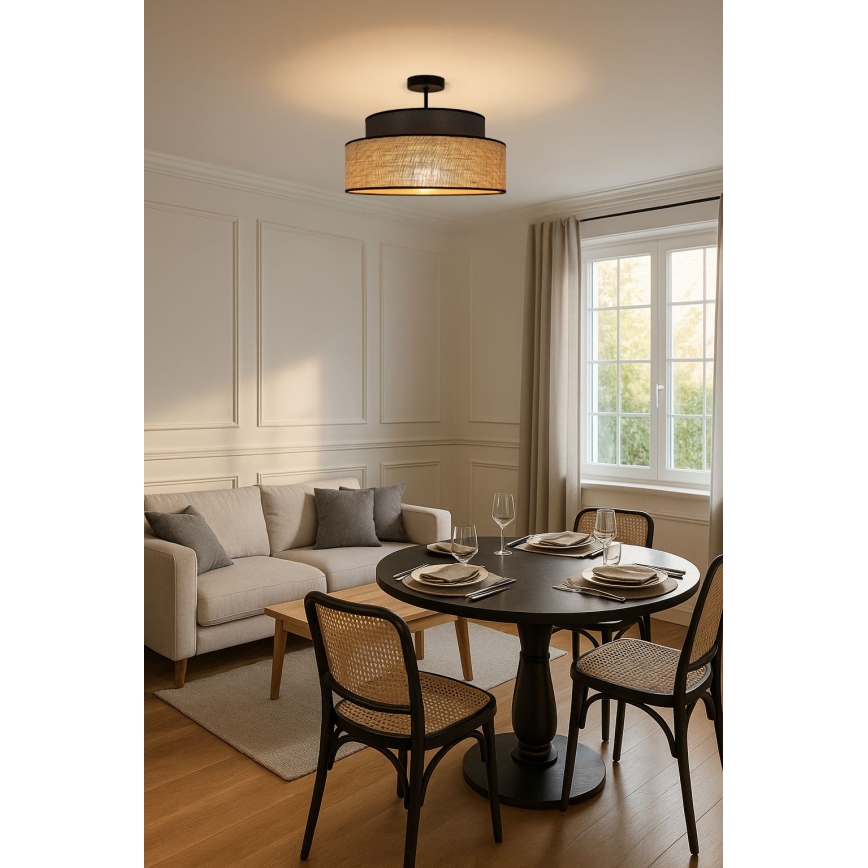 Ytmonterad ljuskrona BOHO 1xE27/60W/230V brun/beige