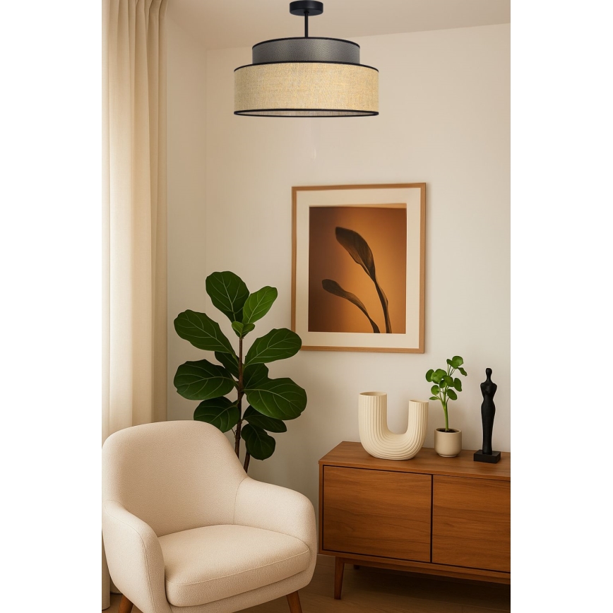 Ytmonterad ljuskrona BOHO 1xE27/60W/230V brun/beige