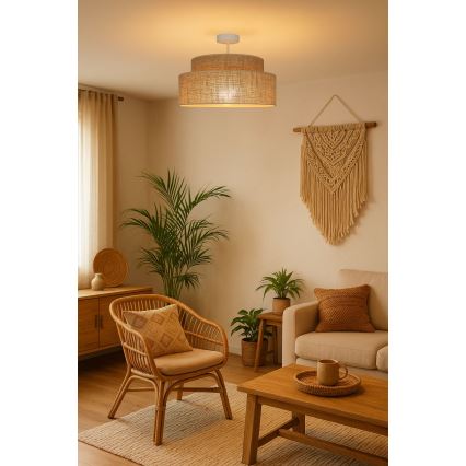 Ytmonterad ljuskrona BOHO 1xE27/60W/230V diameter 40 cm beige