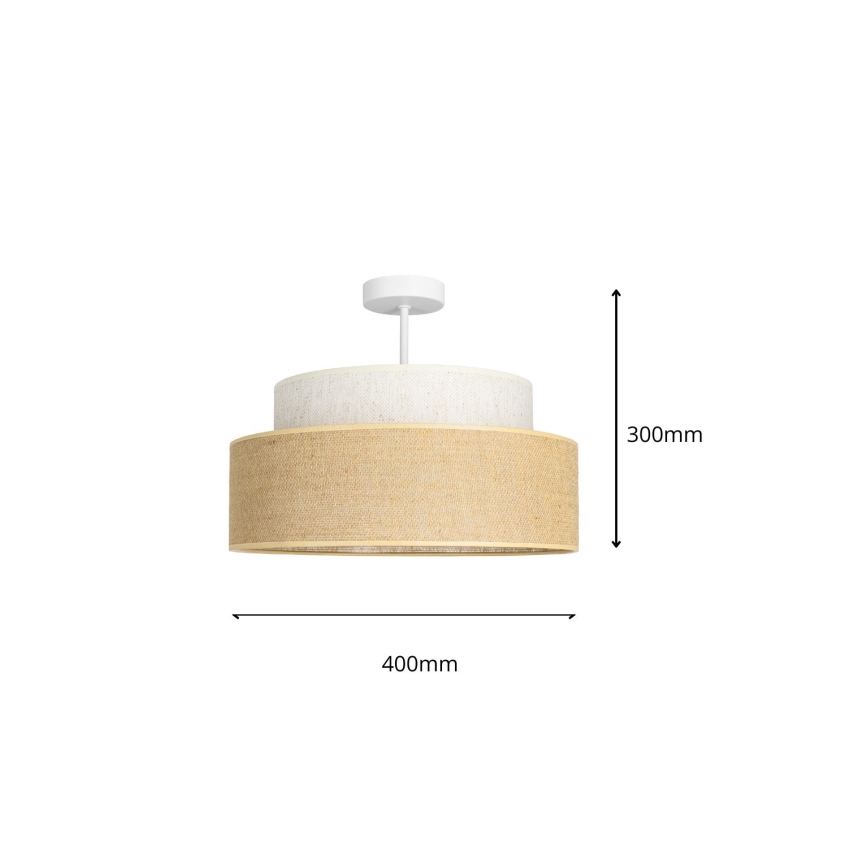 Ytmonterad ljuskrona BOHO 1xE27/60W/230V diameter 40 cm grädde/beige