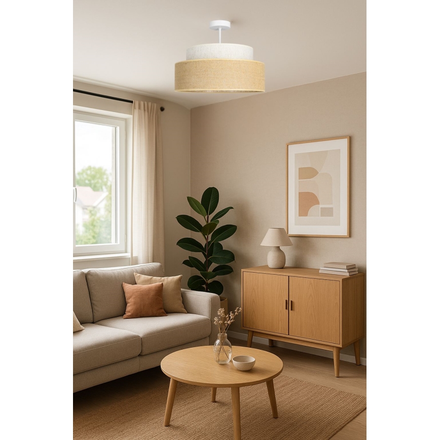 Ytmonterad ljuskrona BOHO 1xE27/60W/230V grädde/beige