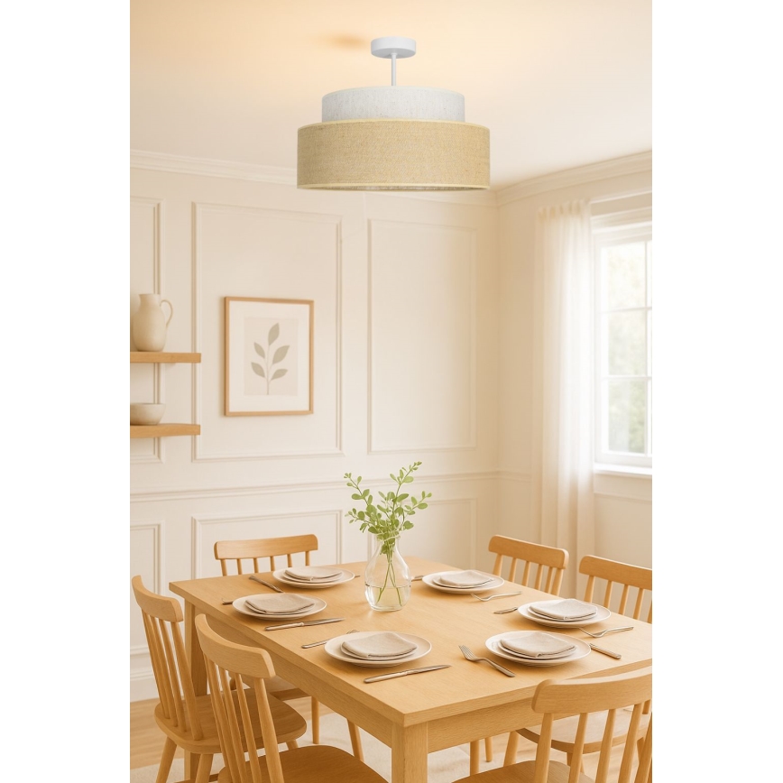 Ytmonterad ljuskrona BOHO 1xE27/60W/230V grädde/beige