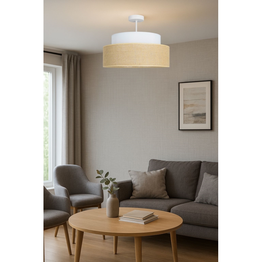 Ytmonterad ljuskrona BOHO 1xE27/60W/230V grädde/beige