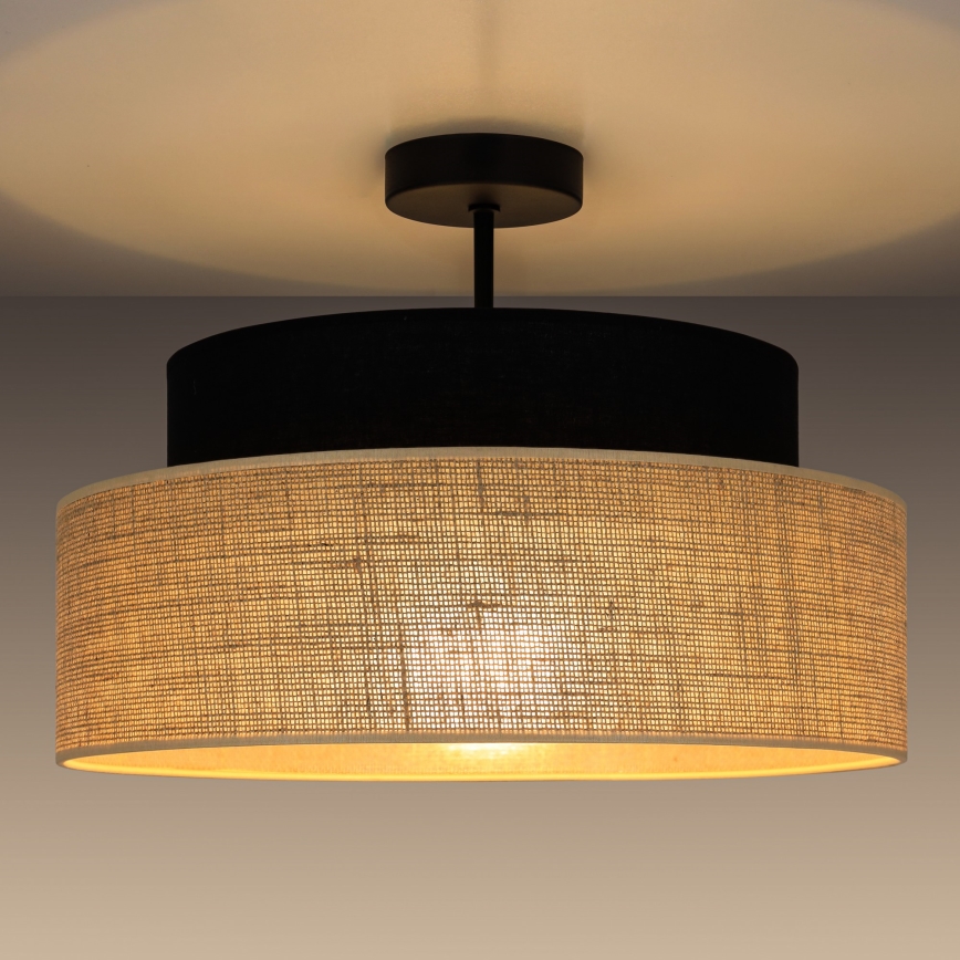 Ytmonterad ljuskrona BOHO 1xE27/60W/230V svart/beige