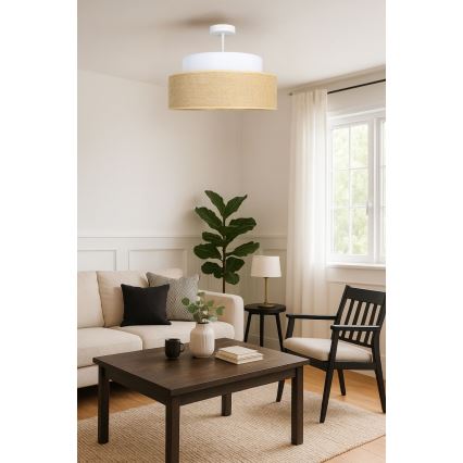 Ytmonterad ljuskrona BOHO 1xE27/60W/230V vit/beige