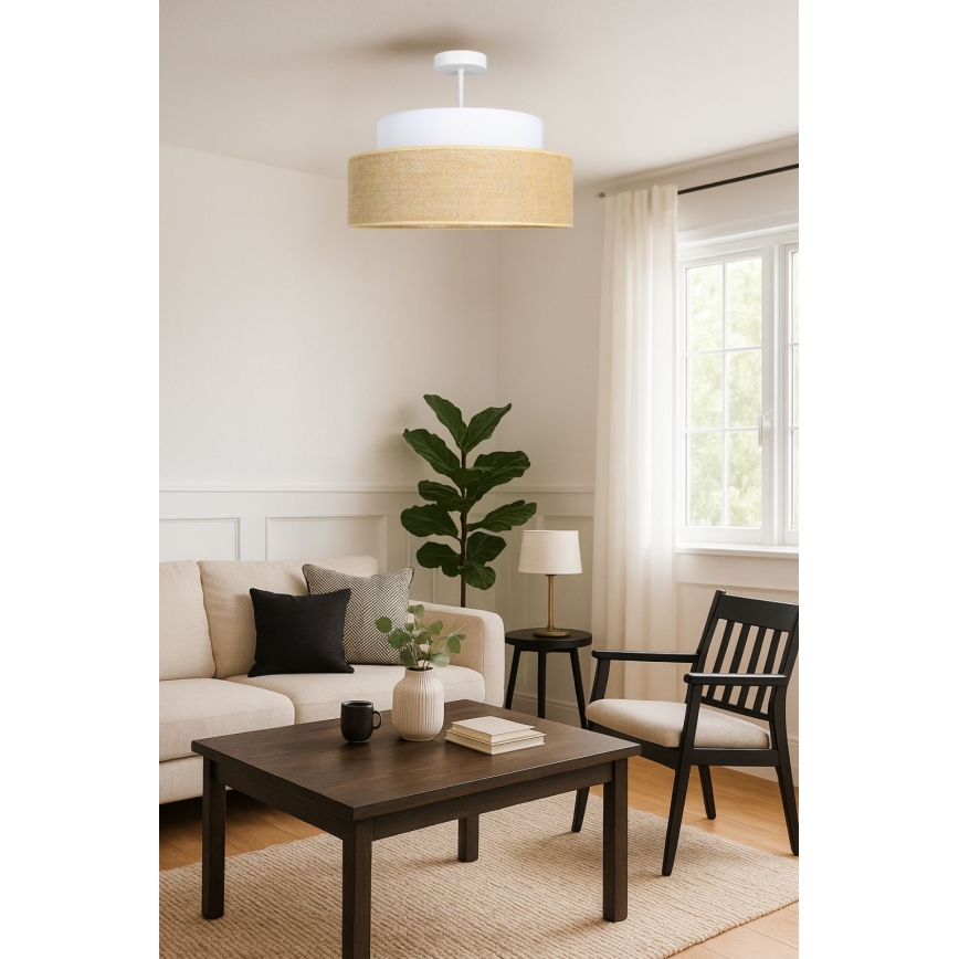Ytmonterad ljuskrona BOHO 1xE27/60W/230V vit/beige