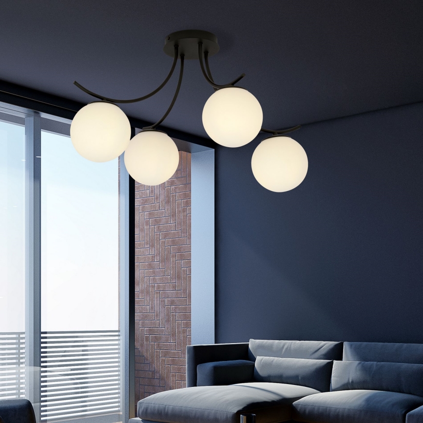 Ytmonterad ljuskrona BOSTON 4xE14/10W/230V svart