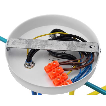 Ytmonterad ljuskrona CAMBRIDGE 6xE27/20W/230V blå/röd/orange