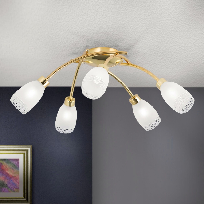 Ytmonterad ljuskrona CARLA 5xG9/28W/230V, guld