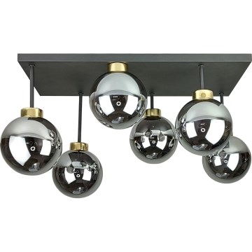 Ytmonterad ljuskrona DEA 6xE14/60W/230V svart/guld/rökig svart