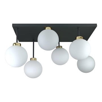 Ytmonterad ljuskrona DEA 6xE14/60W/230V svart/guld/vit