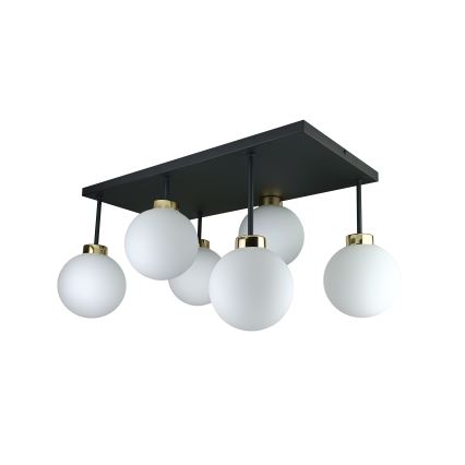 Ytmonterad ljuskrona DEA 6xE14/60W/230V svart/guld/vit