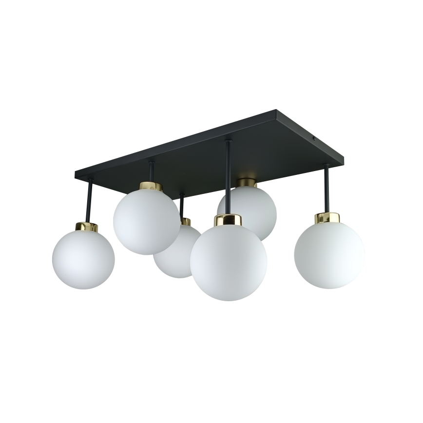 Ytmonterad ljuskrona DEA 6xE14/60W/230V svart/guld/vit