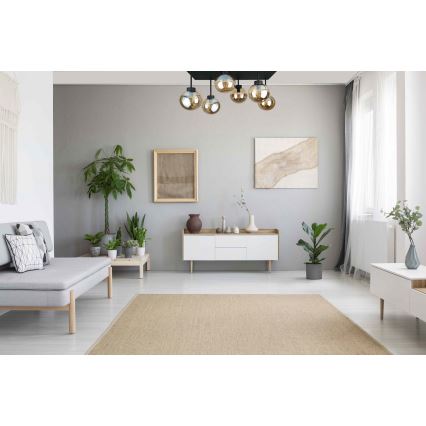 Ytmonterad ljuskrona DEA 6xE14/60W/230V svart/rökig beige