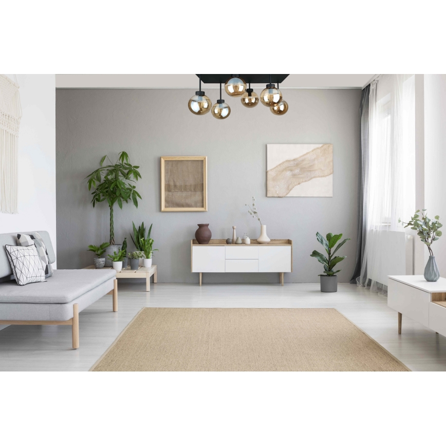 Ytmonterad ljuskrona DEA 6xE14/60W/230V svart/rökig beige