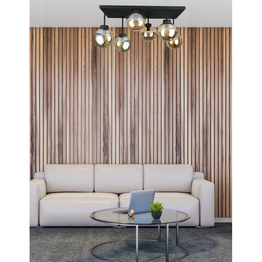 Ytmonterad ljuskrona DEA 6xE14/60W/230V svart/rökig beige
