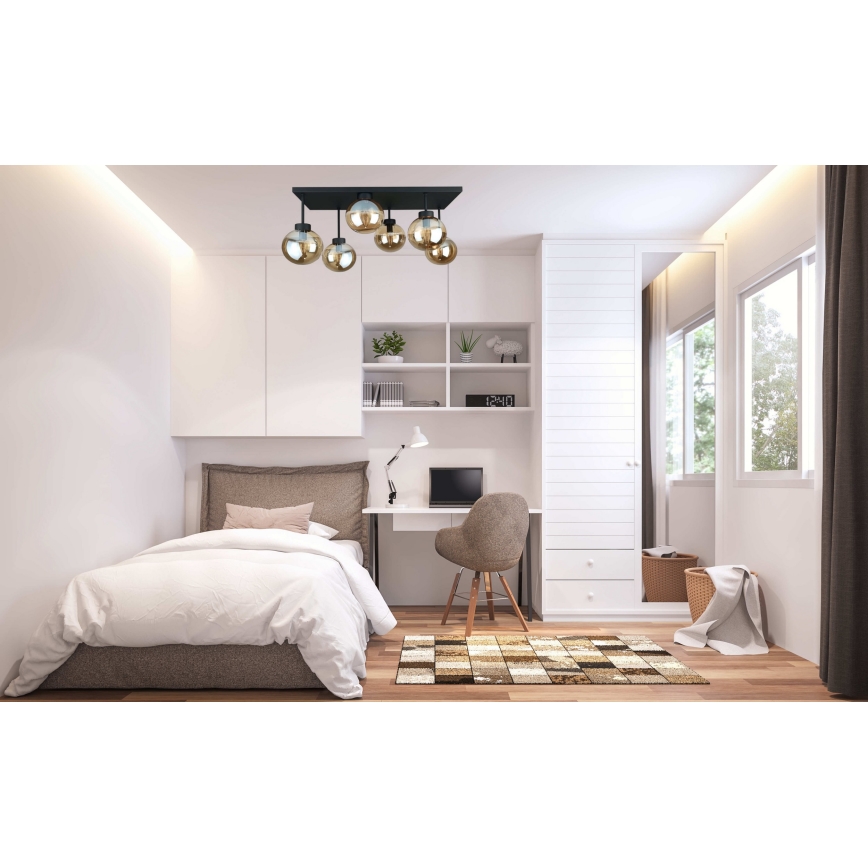 Ytmonterad ljuskrona DEA 6xE14/60W/230V svart/rökig beige