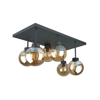Ytmonterad ljuskrona DEA 6xE14/60W/230V svart/rökig beige