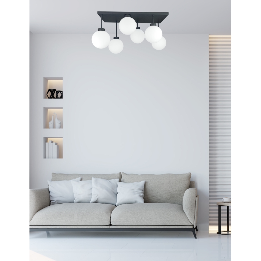 Ytmonterad ljuskrona DEA 6xE14/60W/230V svart/vit