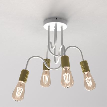 Ytmonterad ljuskrona DOW 4xE27/60W/230V vit/guld