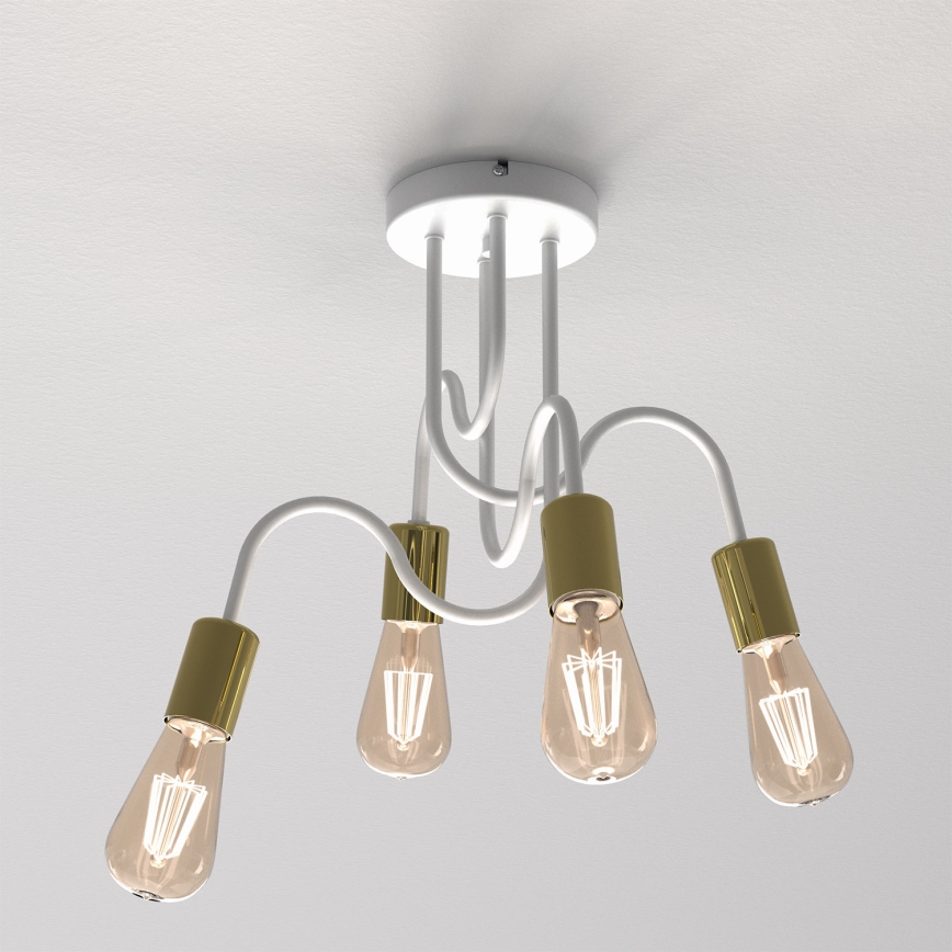 Ytmonterad ljuskrona DOW 4xE27/60W/230V vit/guld
