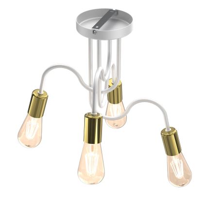 Ytmonterad ljuskrona DOW 4xE27/60W/230V vit/guld