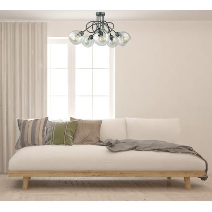 Ytmonterad ljuskrona EVIE 5xE27/60W/230V antracit/genomskinlig