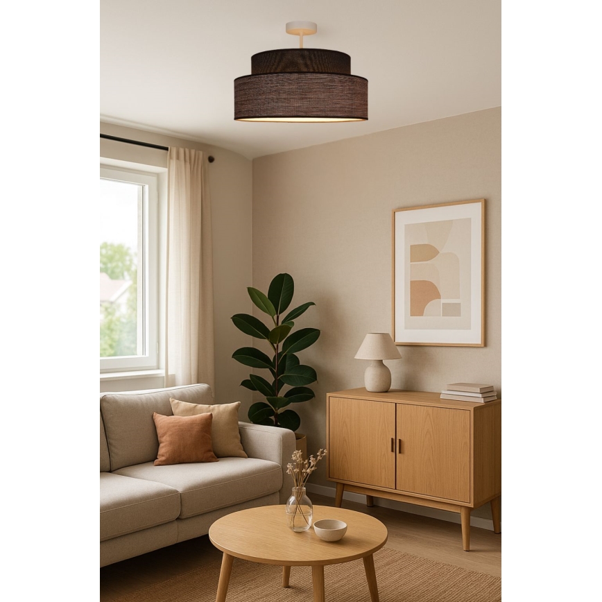 Ytmonterad ljuskrona GRACE 1xE27/60W/230V brun/beige