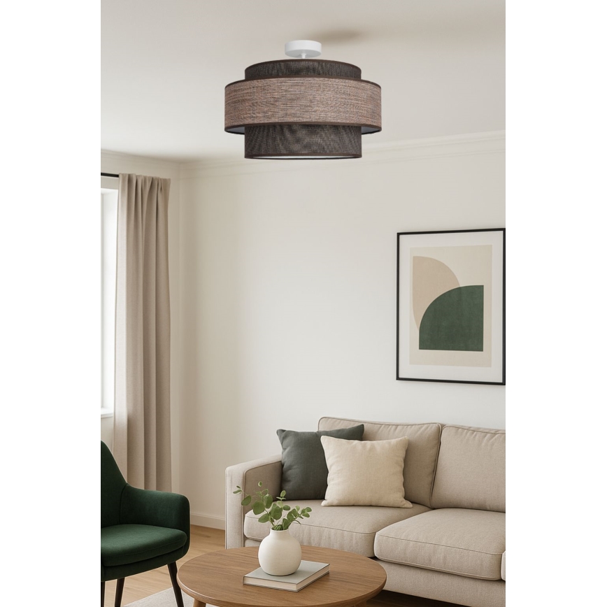 Ytmonterad ljuskrona GRACE 1xE27/60W/230V brun/beige