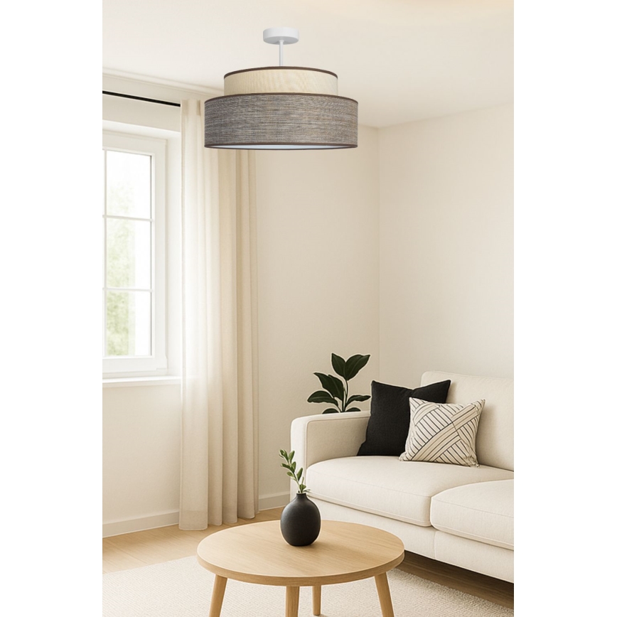 Ytmonterad ljuskrona GRACE 1xE27/60W/230V diameter 40 cm grädde/brun