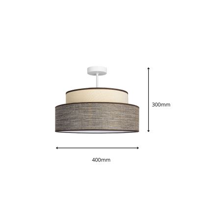 Ytmonterad ljuskrona GRACE 1xE27/60W/230V diameter 40 cm grädde/brun