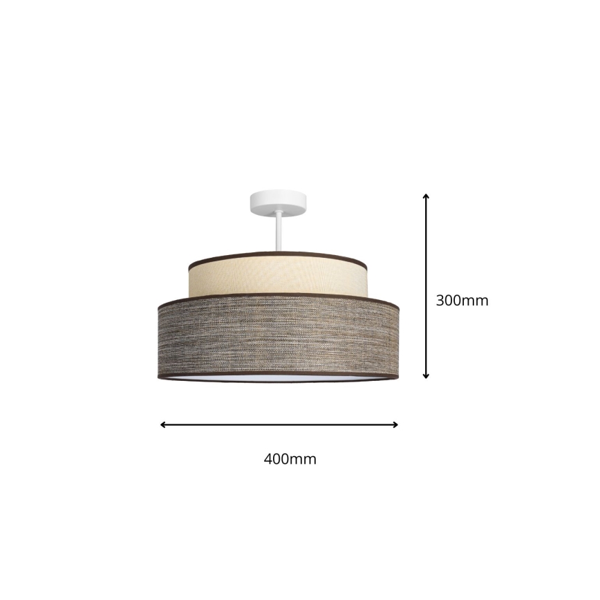 Ytmonterad ljuskrona GRACE 1xE27/60W/230V diameter 40 cm grädde/brun