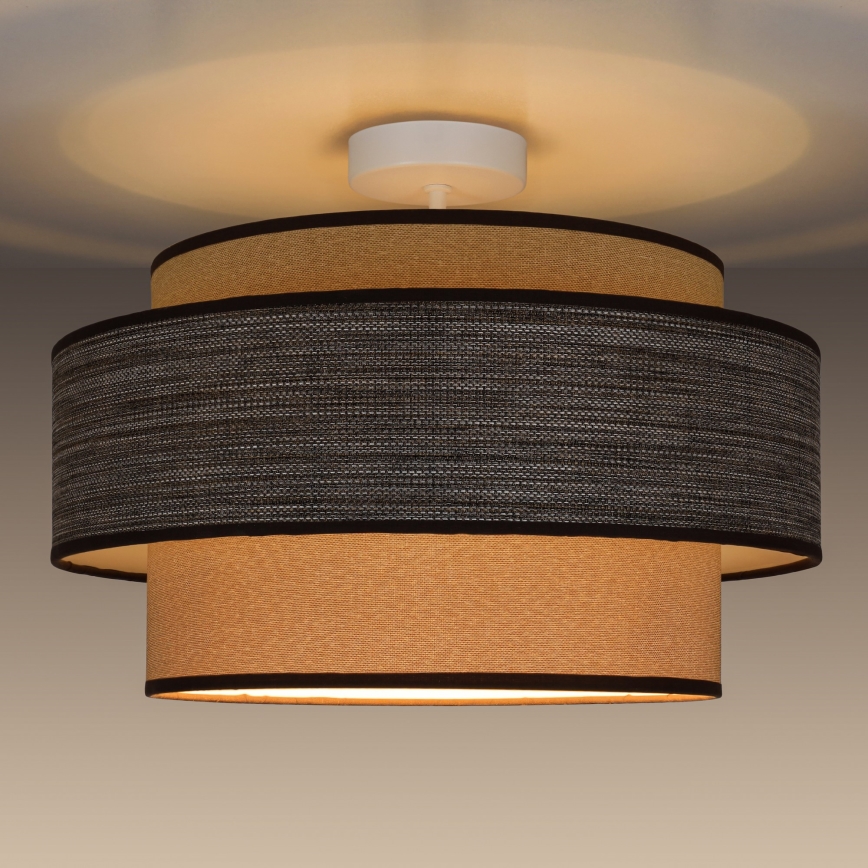 Ytmonterad ljuskrona GRACE 1xE27/60W/230V diameter 40 cm grädde/brun