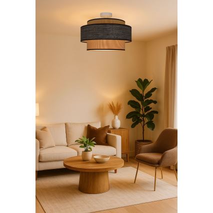 Ytmonterad ljuskrona GRACE 1xE27/60W/230V diameter 40 cm grädde/brun