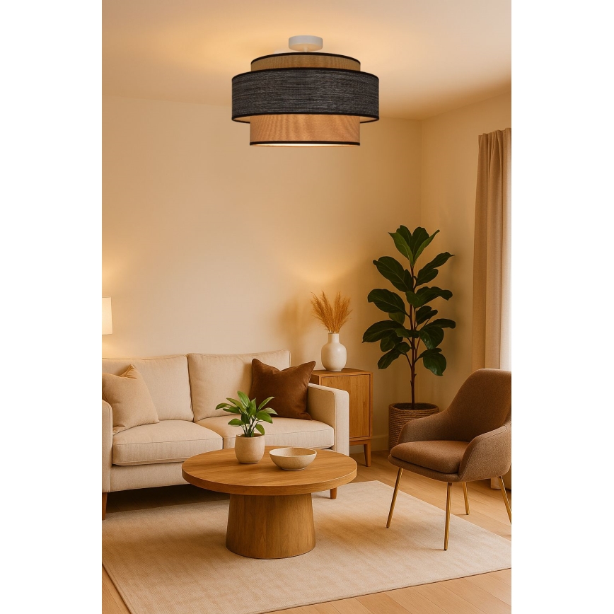 Ytmonterad ljuskrona GRACE 1xE27/60W/230V diameter 40 cm grädde/brun
