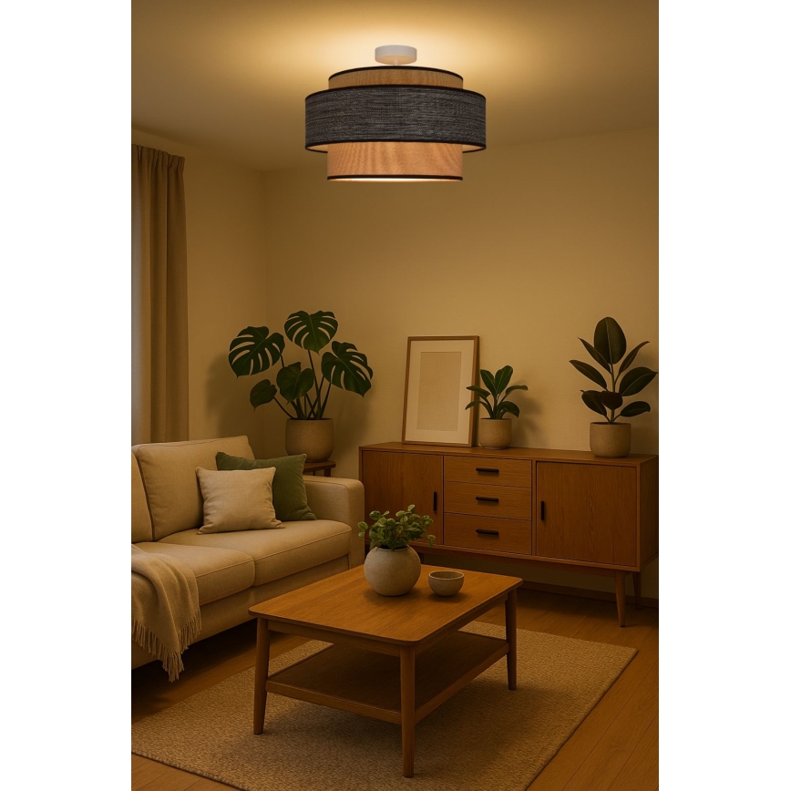 Ytmonterad ljuskrona GRACE 1xE27/60W/230V diameter 40 cm grädde/brun