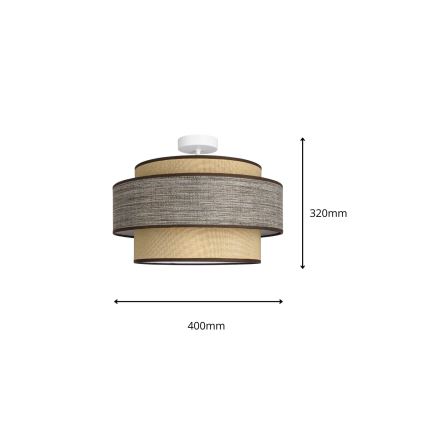 Ytmonterad ljuskrona GRACE 1xE27/60W/230V diameter 40 cm grädde/brun