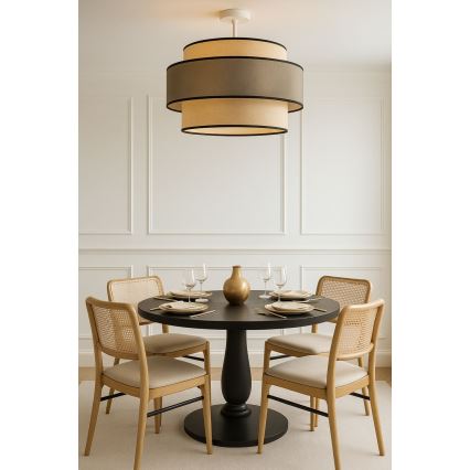 Ytmonterad ljuskrona GRACE 1xE27/60W/230V diameter 40 cm grädde/grå