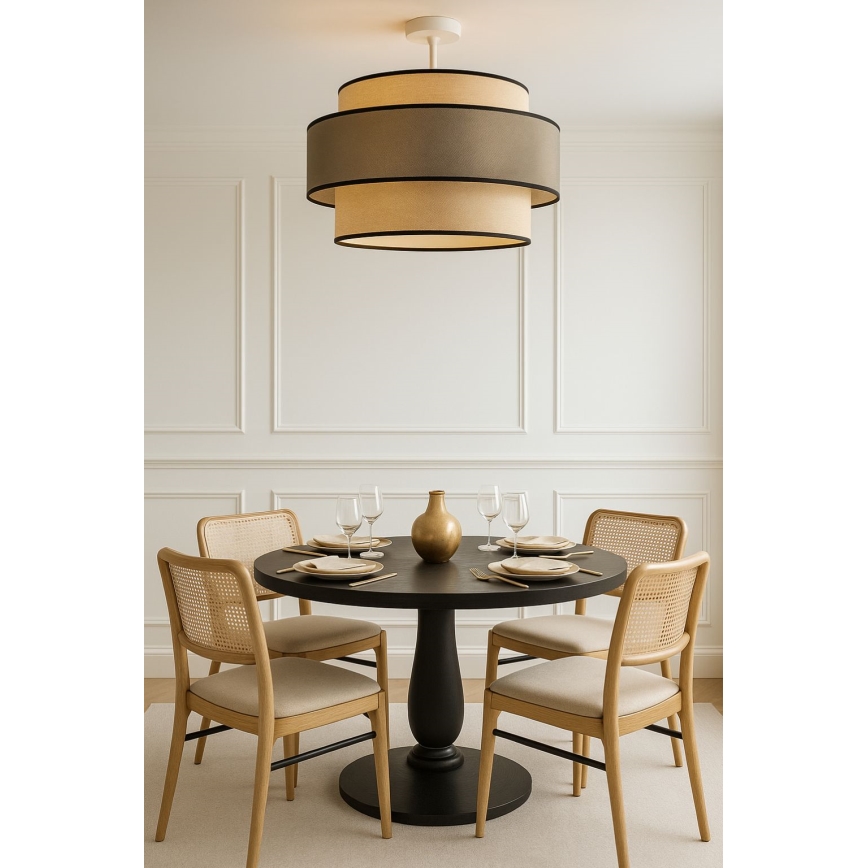 Ytmonterad ljuskrona GRACE 1xE27/60W/230V diameter 40 cm grädde/grå