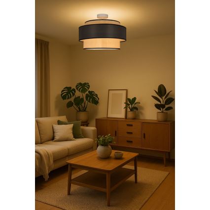 Ytmonterad ljuskrona GRACE 1xE27/60W/230V diameter 40 cm grädde/grå