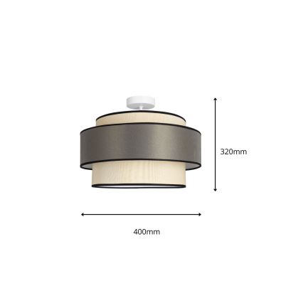 Ytmonterad ljuskrona GRACE 1xE27/60W/230V diameter 40 cm grädde/grå