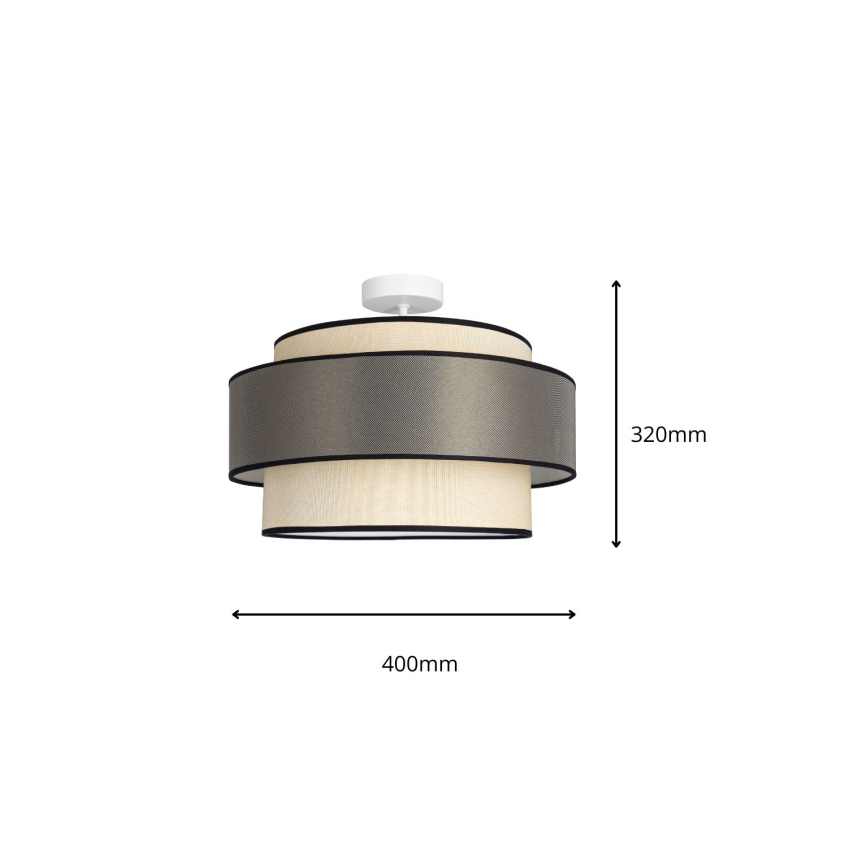 Ytmonterad ljuskrona GRACE 1xE27/60W/230V diameter 40 cm grädde/grå